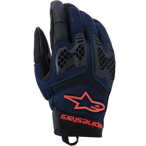 Gants de moto Alpinestars Manti Air bleu foncé-rouge fluo-noir