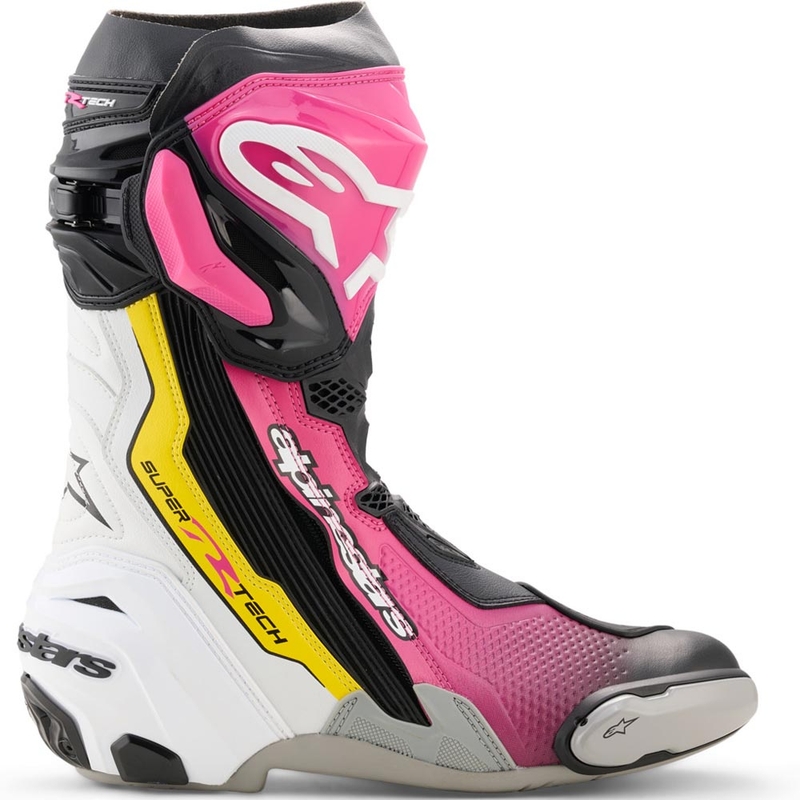 Bottes de moto Alpinestars Supertech R noir-blanc-rose-jaune