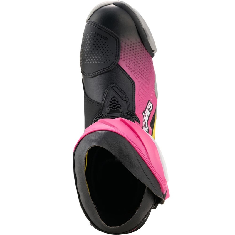 Bottes de moto Alpinestars Supertech R noir-blanc-rose-jaune