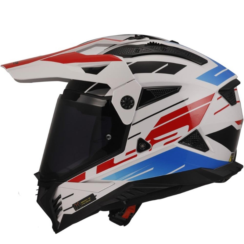 Casque de moto enduro LS2 MX702 PIONEER II NAMIB blanc-bleu-rouge