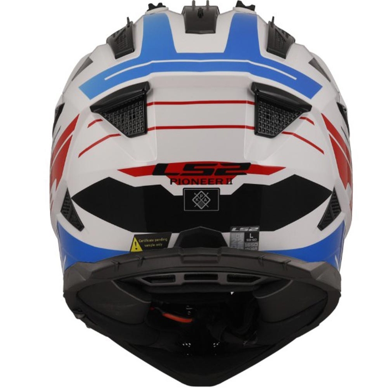 Casque de moto enduro LS2 MX702 PIONEER II NAMIB blanc-bleu-rouge