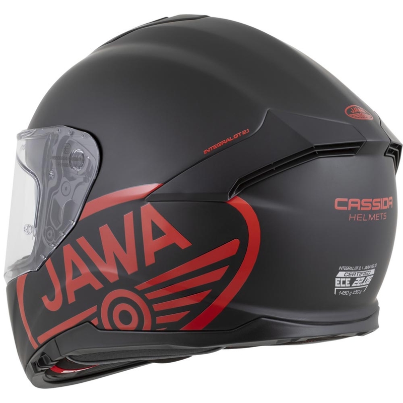 Casque intégral de moto Cassida Integral GT 2.1 Jawa Solid, noir mat et rouge brillant