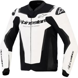 Blouson de moto en cuir Alpinestars GP Force V2 blanc et noir