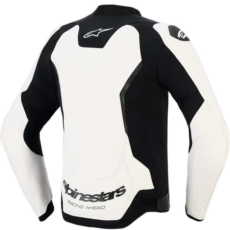 Blouson de moto en cuir Alpinestars GP Force V2 blanc et noir