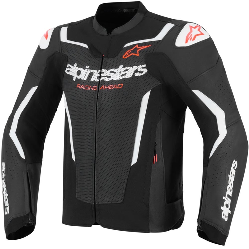 Blouson de moto en cuir Alpinestars GP Force V2 Airflow noir et blanc