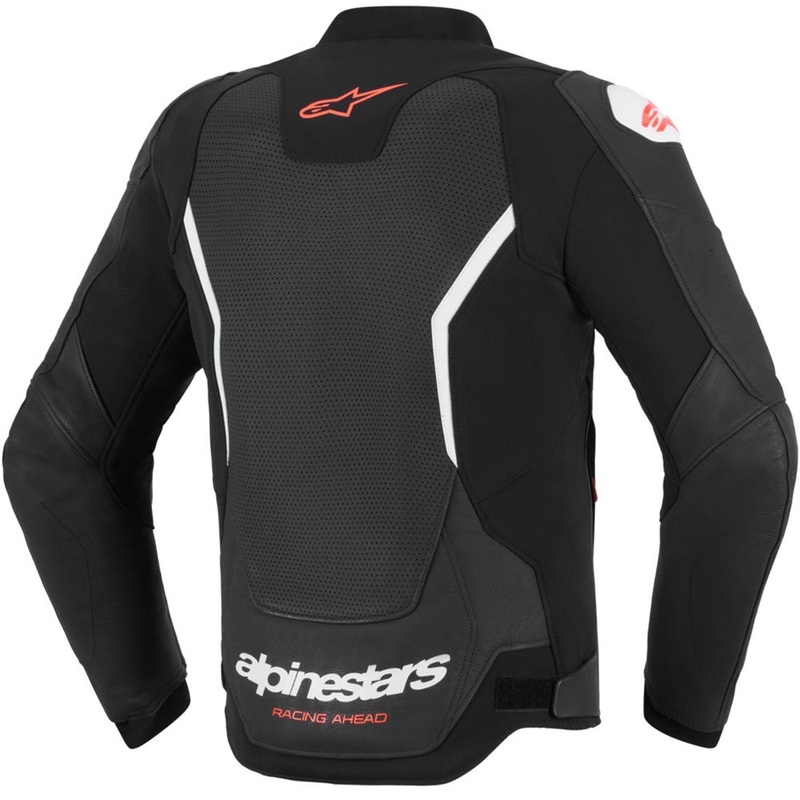 Blouson de moto en cuir Alpinestars GP Force V2 Airflow noir et blanc