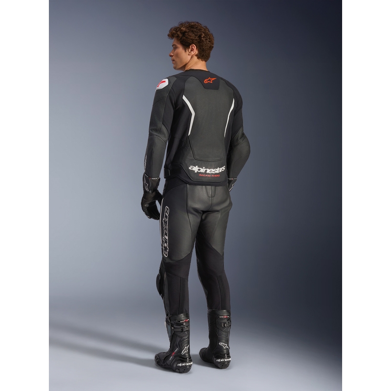 Blouson de moto en cuir Alpinestars GP Force V2 Airflow noir et blanc