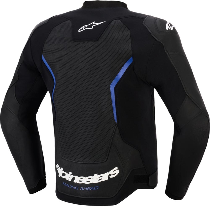 Blouson de moto en cuir Alpinestars GP Force V2 Airflow noir et bleu métallisé