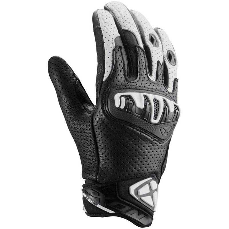 Gants de moto en cuir IXON Mirage, noir et blanc