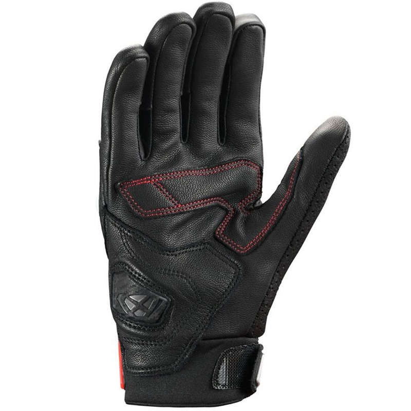 Gants de moto en cuir IXON Mirage, noir-blanc-rouge