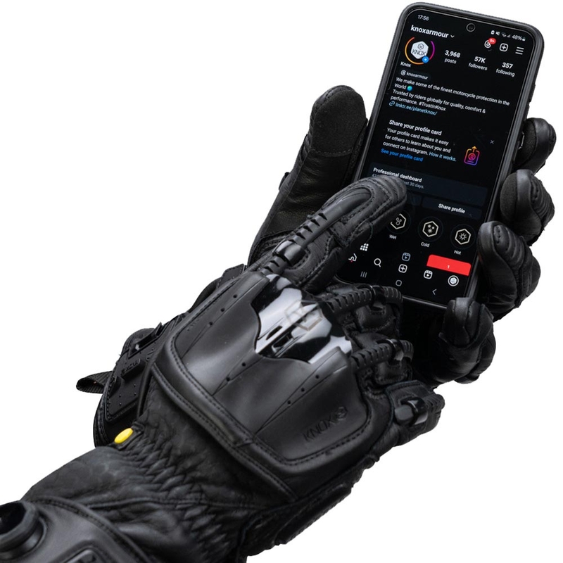 Gants de moto Knox Handroid All Black Mk5 noirs