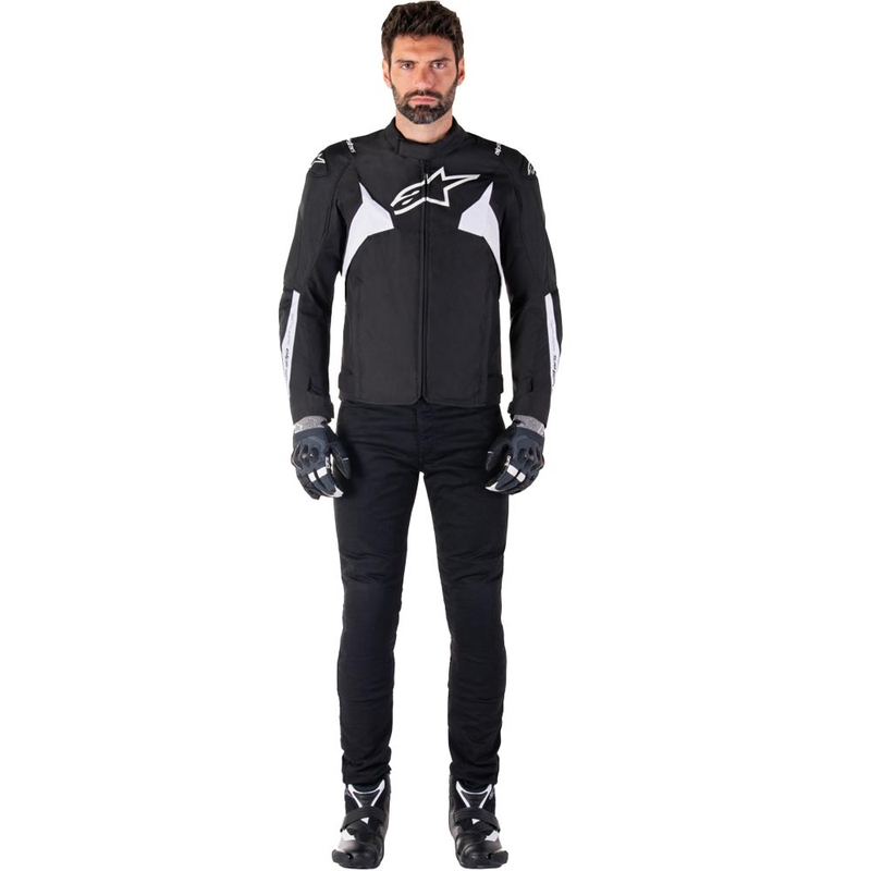 Veste de moto imperméable Alpinestars T-JAWS V4, noir et blanc