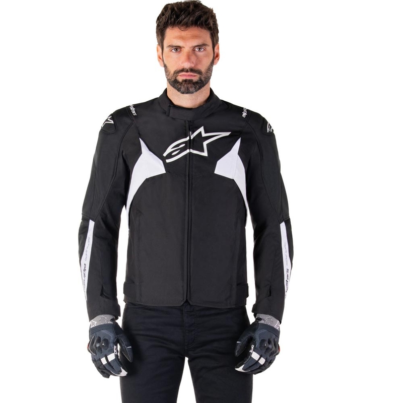 Veste de moto imperméable Alpinestars T-JAWS V4, noir et blanc