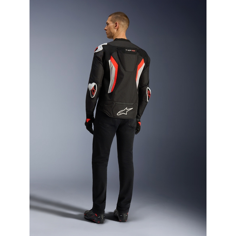 Blouson de moto Alpinestars T-GP AIR noir et rouge fluo