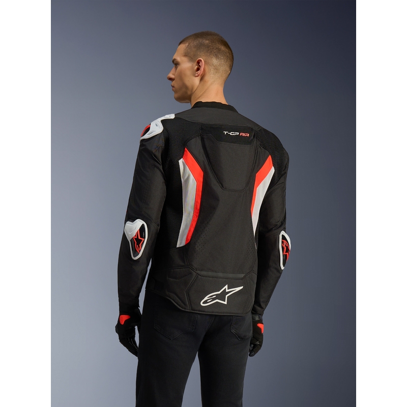 Blouson de moto Alpinestars T-GP AIR noir et rouge fluo