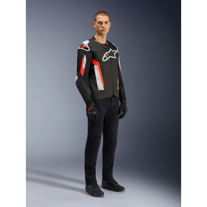 Blouson de moto Alpinestars T-GP AIR noir et rouge fluo