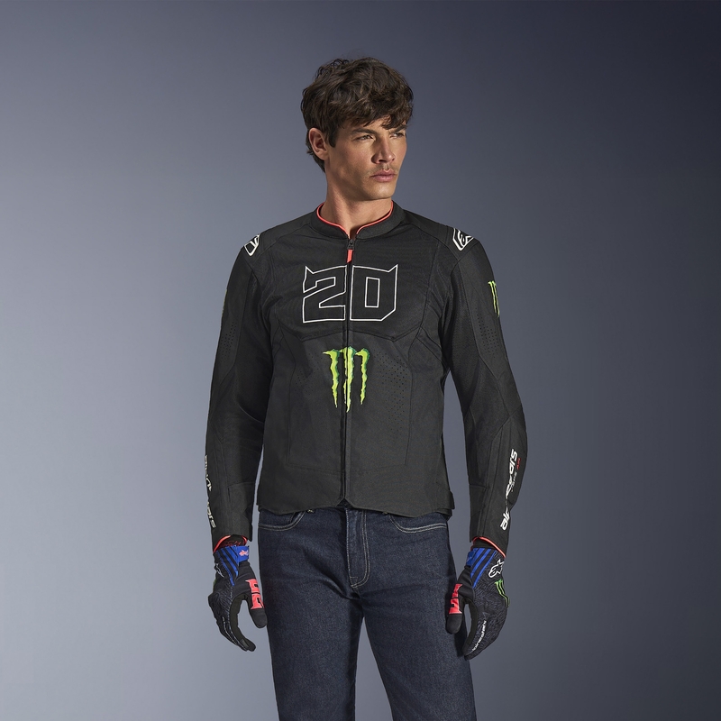 Collection de blousons de moto Alpinestars T-SPS Air V2 Monster FQ20 noir et blanc