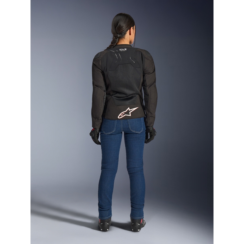 Veste de moto Alpinestars Stella SMX Air pour femme, noir, blanc et rouge fluo