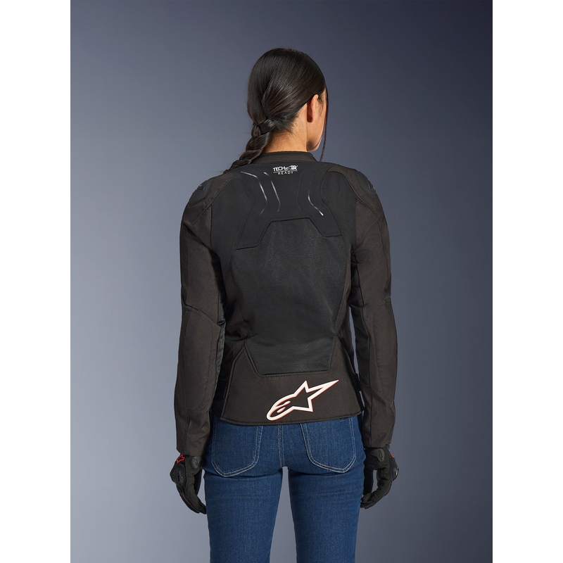 Veste de moto Alpinestars Stella SMX Air pour femme, noir, blanc et rouge fluo