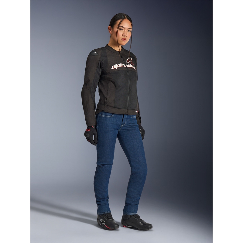 Veste de moto Alpinestars Stella SMX Air pour femme, noir, blanc et rouge fluo