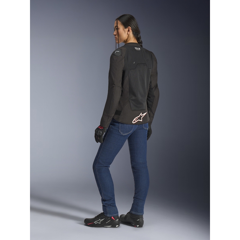 Veste de moto Alpinestars Stella SMX Air pour femme, noir, blanc et rouge fluo