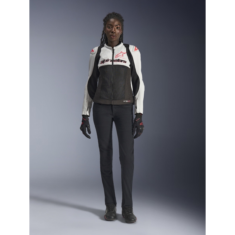 Veste de moto Alpinestars Stella SMX Air pour femme, gris clair-noir-rose