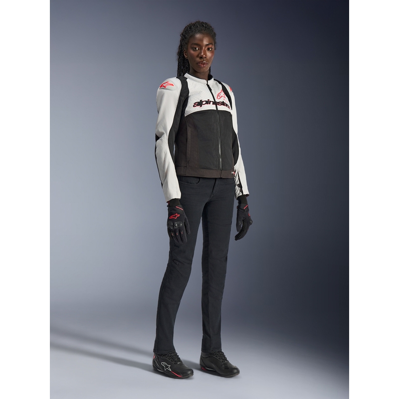 Veste de moto Alpinestars Stella SMX Air pour femme, gris clair-noir-rose