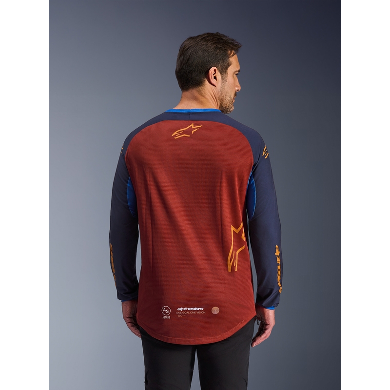 Maillot de motocross Alpinestars Maxdura Dual orange-bleu foncé