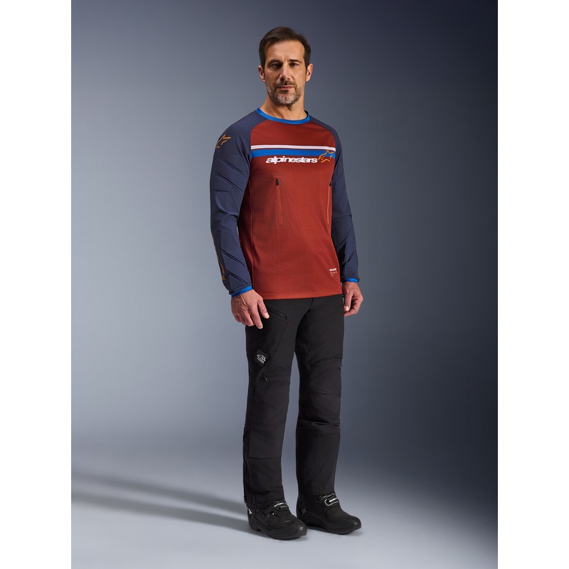 Maillot de motocross Alpinestars Maxdura Dual orange-bleu foncé
