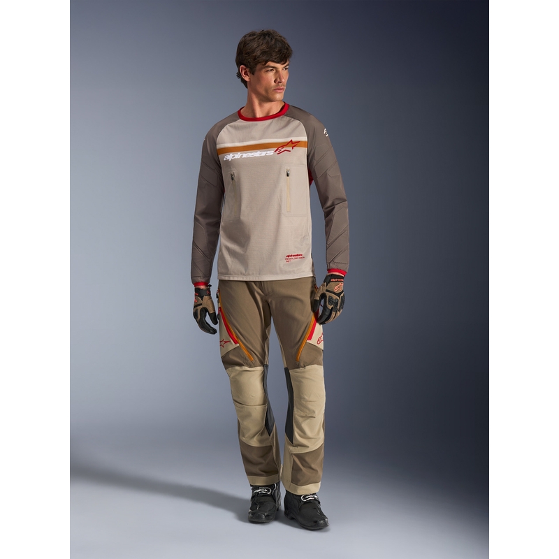 Maillot de motocross Alpinestars Maxdura Dual marron-orange