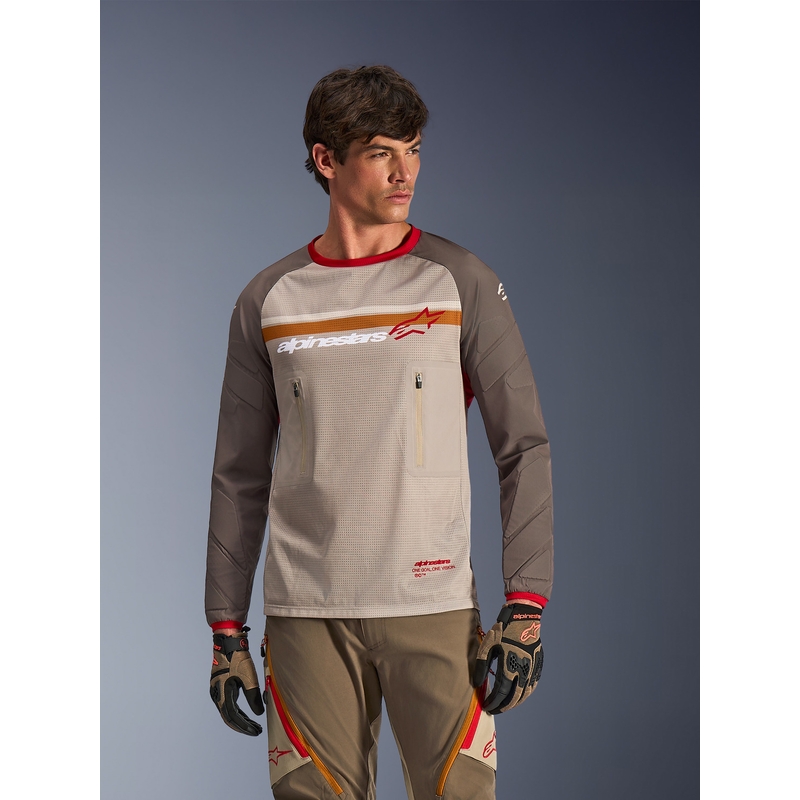 Maillot de motocross Alpinestars Maxdura Dual marron-orange