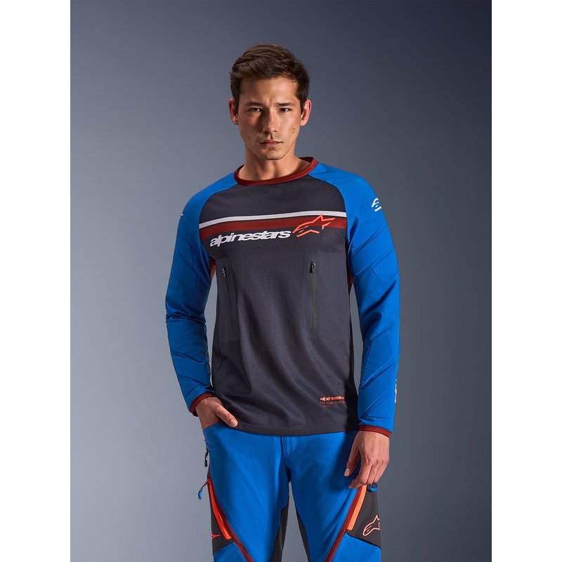 Maillot de motocross Alpinestars Maxdura Dual gris foncé-bleu-orange