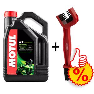 Coffret d'huile Motul 5100 Ester 10W-40 4L + brosse de nettoyage de chaîne