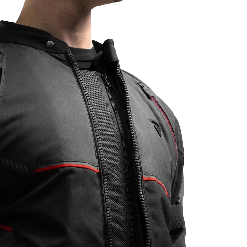 Blouson de moto Rebelhorn Swift noir-gris foncé-rouge