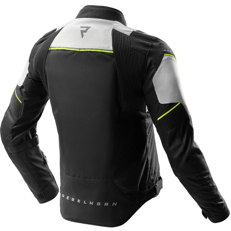Blouson de moto Rebelhorn Swift gris clair-jaune fluo
