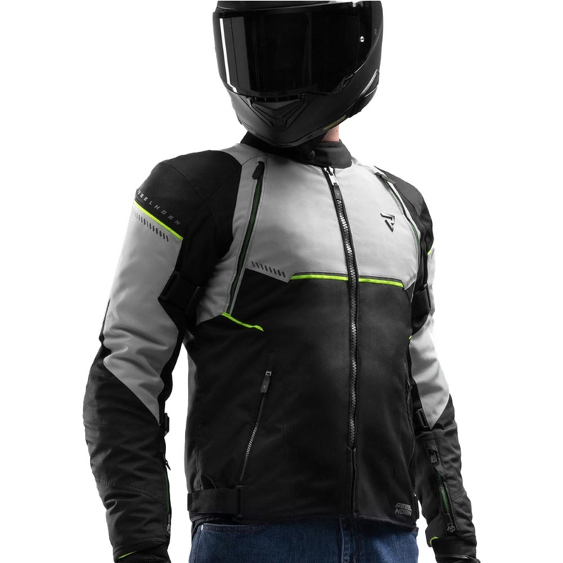 Blouson de moto Rebelhorn Swift gris clair-jaune fluo