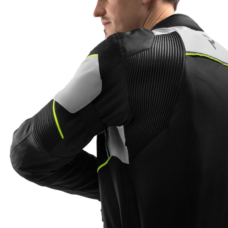 Blouson de moto Rebelhorn Swift gris clair-jaune fluo