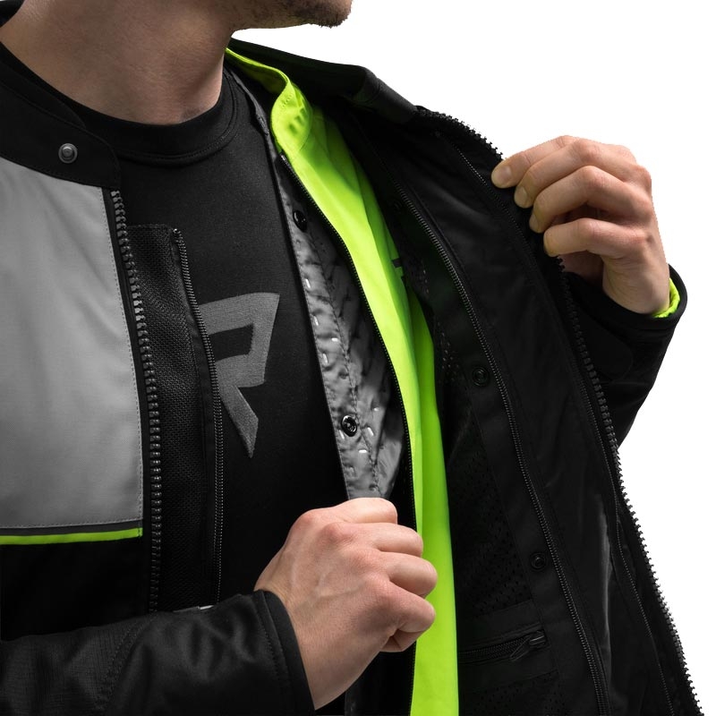 Blouson de moto Rebelhorn Swift gris clair-jaune fluo