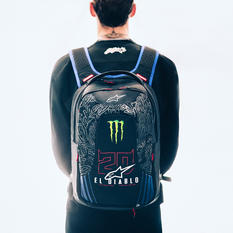 Sac à dos Alpinestars City Hunter V2 FQ20 Monster Collection Noir-Rouge fluo-Bleu-Vert 22 L