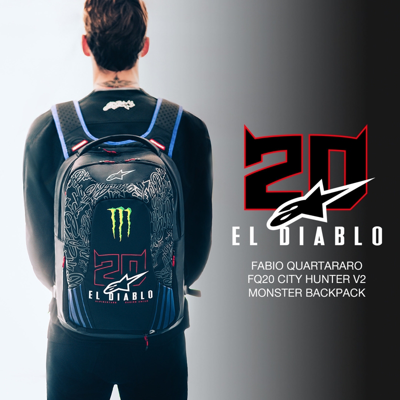 Sac à dos Alpinestars City Hunter V2 FQ20 Monster Collection Noir-Rouge fluo-Bleu-Vert 22 L