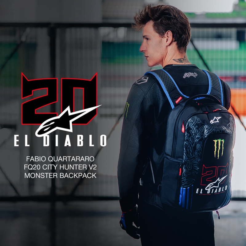 Sac à dos Alpinestars City Hunter V2 FQ20 Monster Collection Noir-Rouge fluo-Bleu-Vert 22 L