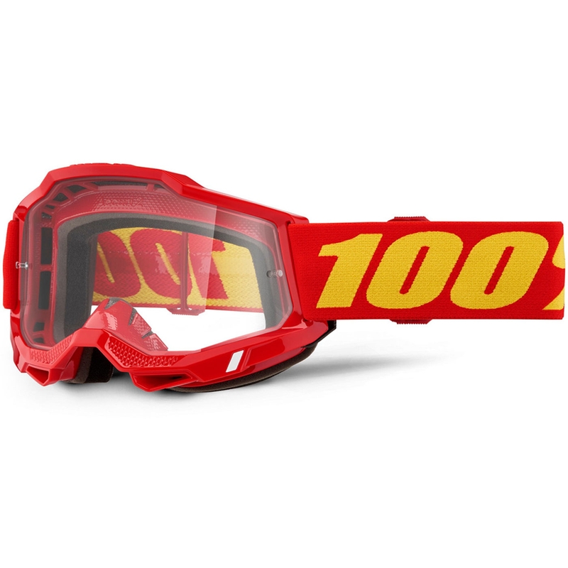 Lunettes de motocross 100% ACCURI 2 OTG rouges avec plexiglas transparent