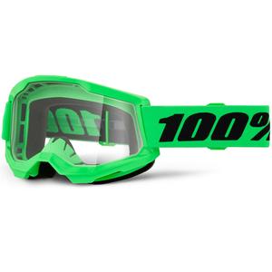 Lunettes de motocross 100% STRATA 2 NEW vert fluo avec plexiglas transparent