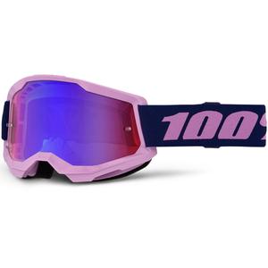 Lunettes de motocross 100% STRATA 2 NEUVES violettes avec plexiglas rouge-bleu