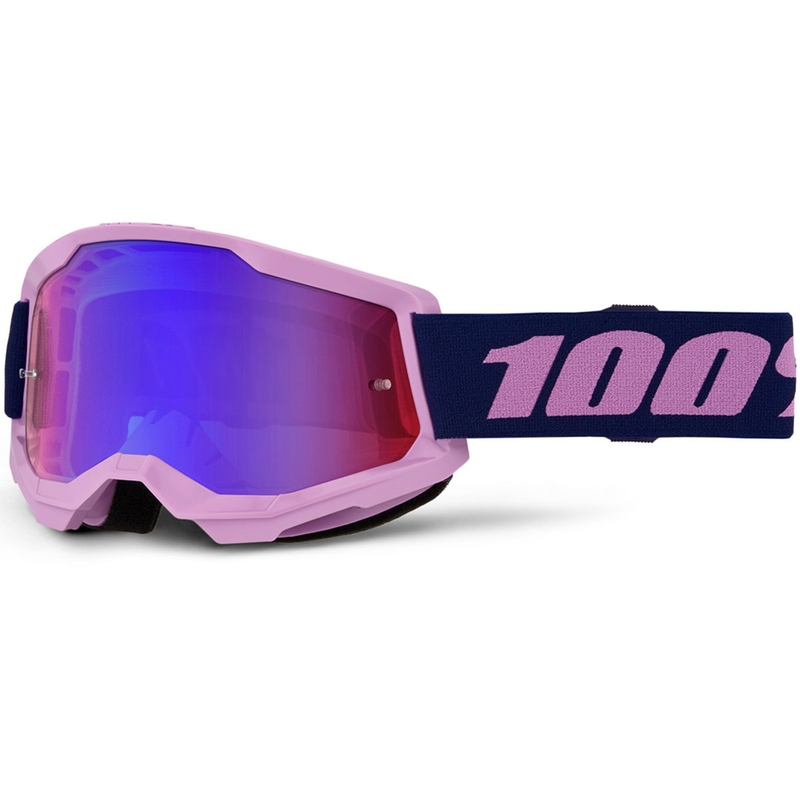 Lunettes de motocross 100% STRATA 2 NEUVES violettes avec plexiglas rouge-bleu