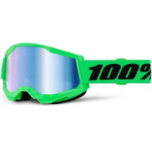 Lunettes de motocross 100% STRATA 2 NEW vert fluo avec plexiglas bleu