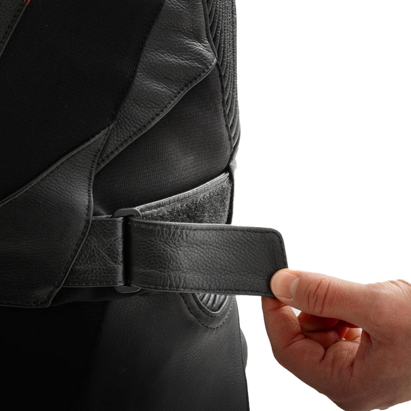 Blouson de moto en cuir Rebelhorn Inferno noir et rouge fluo
