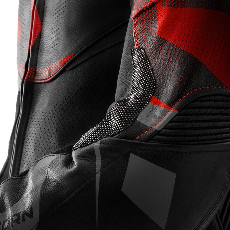 Blouson de moto en cuir Rebelhorn Inferno noir et rouge fluo