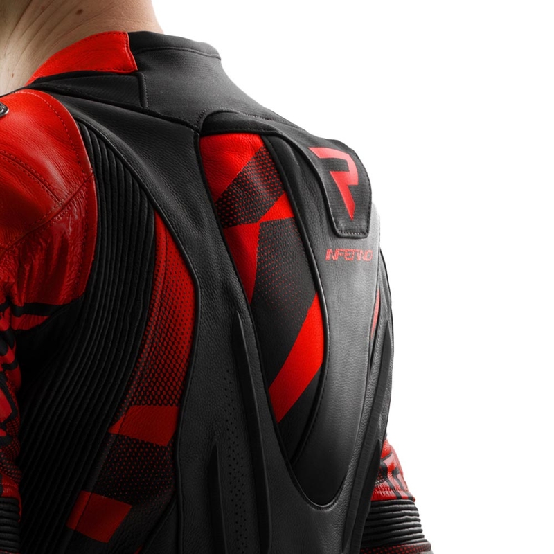 Blouson de moto en cuir Rebelhorn Inferno noir et rouge fluo
