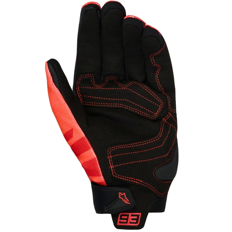 Gants de moto Alpinestars SP X 1 MM93, collection rouge fluo-rouge-noir
